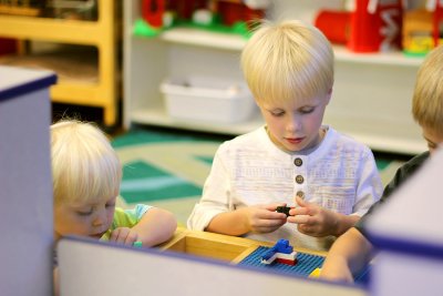 Child Playing with Lego in Pre-Kindergarten
